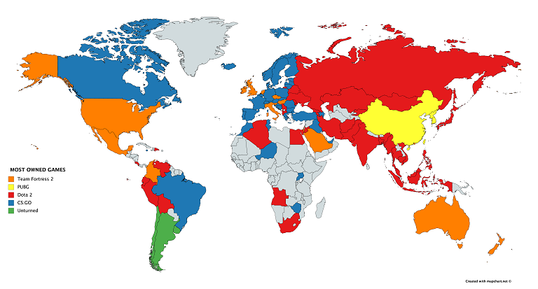 CS GO popularity by country